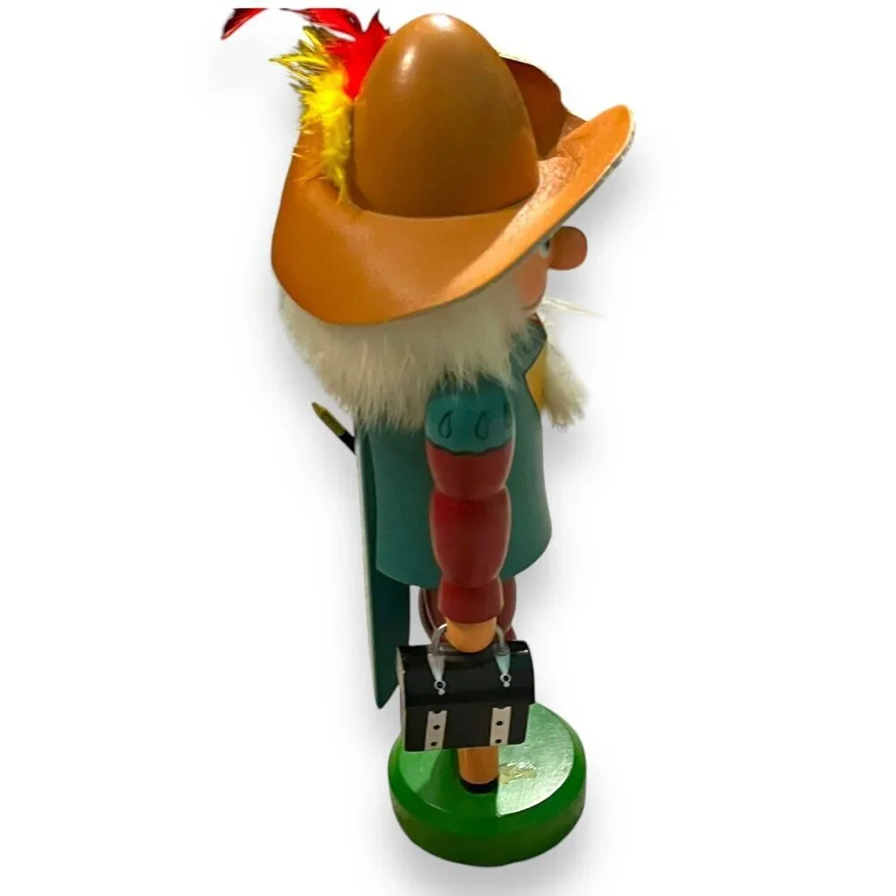 Nutcracker Musketeer w/Sword Leather Hat Feather NO FEET wooden Christmas Decor